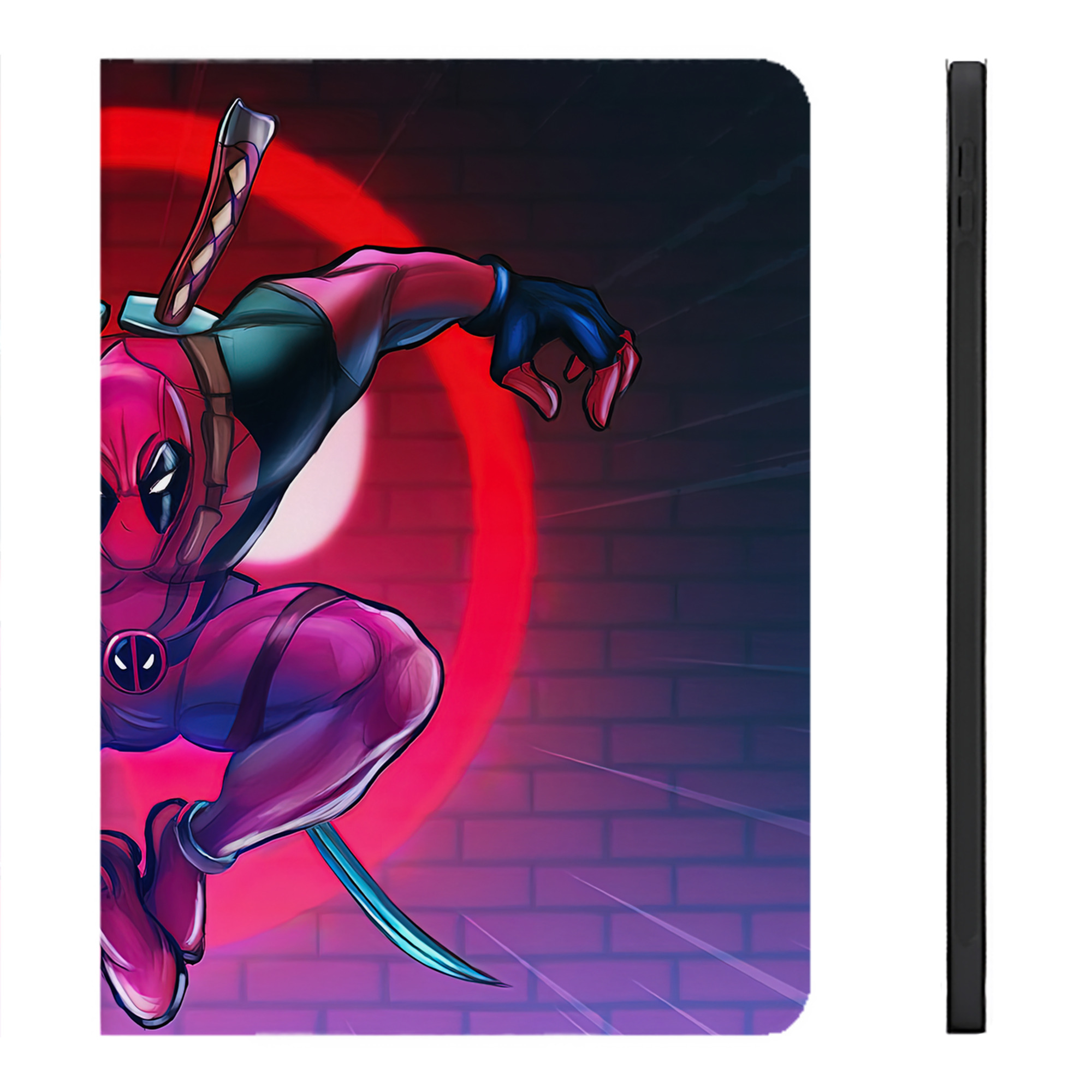 （画像用） Deadpool デッドプール IPadケース ペンホルダー付き ブックスタイルデザイン